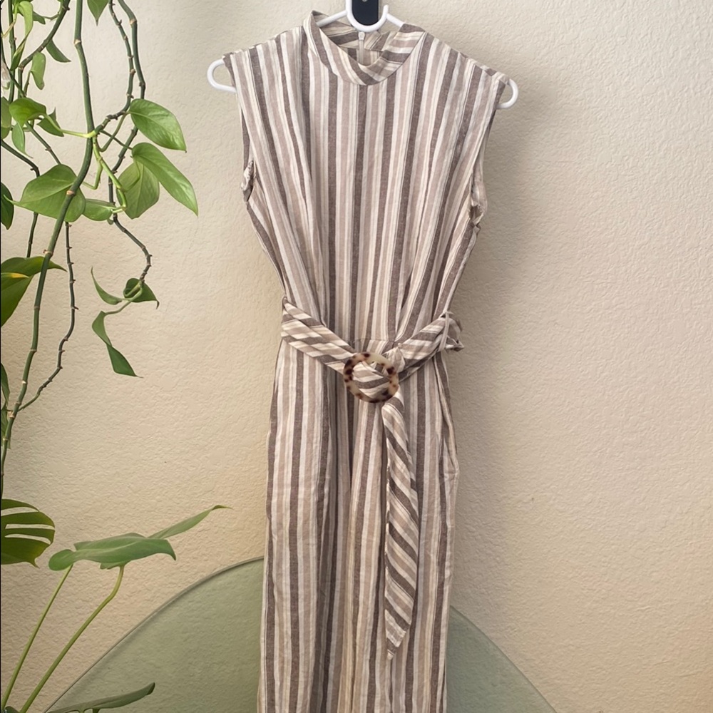 Striped Linen Jumpsuit